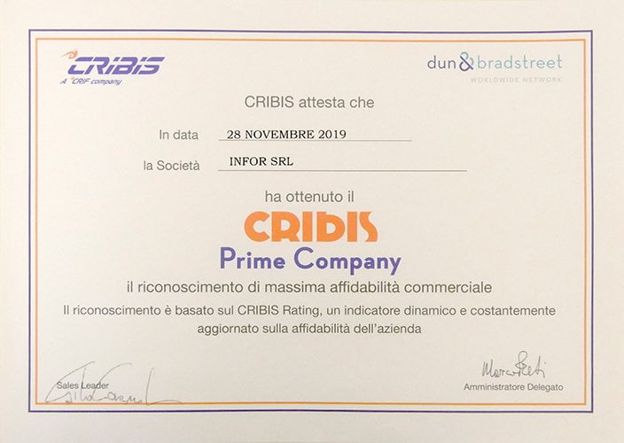 CRIBIS-certificato-infor certificazione Cribis affidabilità commerciale infor